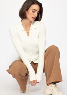 Knitted top with lace-up detail - off-white
