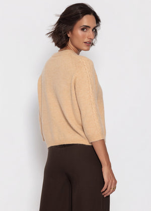 Strickoberteil mit Zopfmuster-Detail - beige