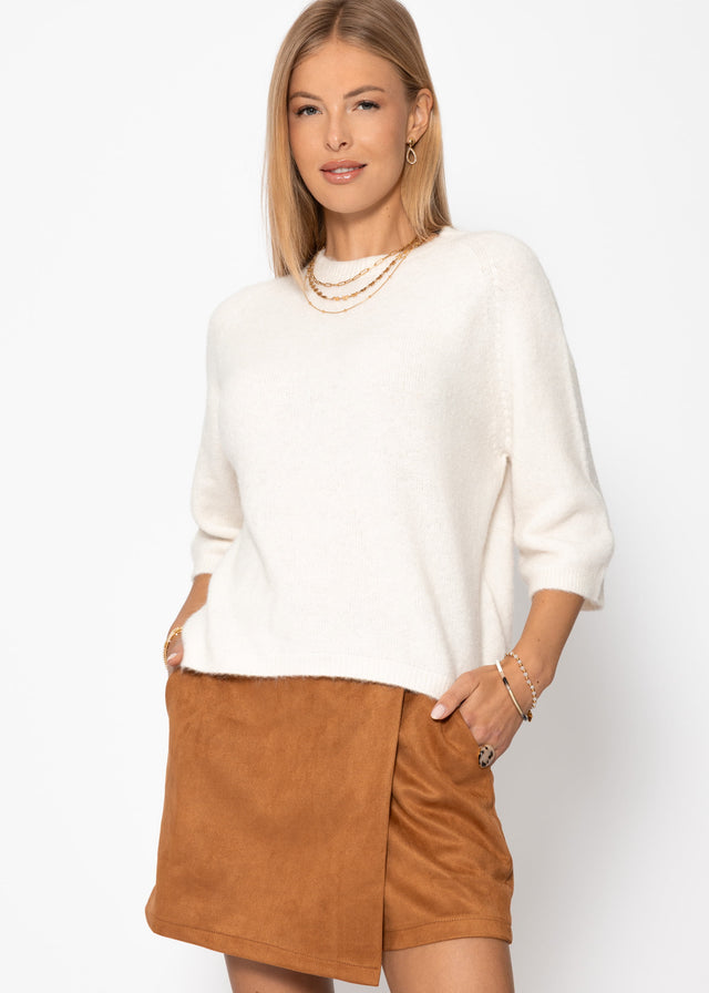 Knit top with alpaca - off-white