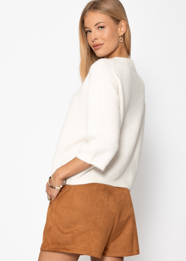 Knit top with alpaca - off-white