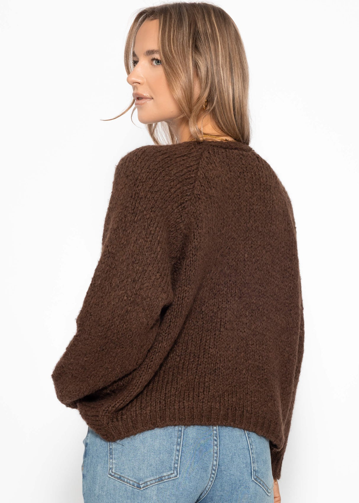 Knitted sweater with knot detail - brown