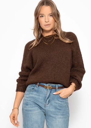Knitted sweater with knot detail - brown