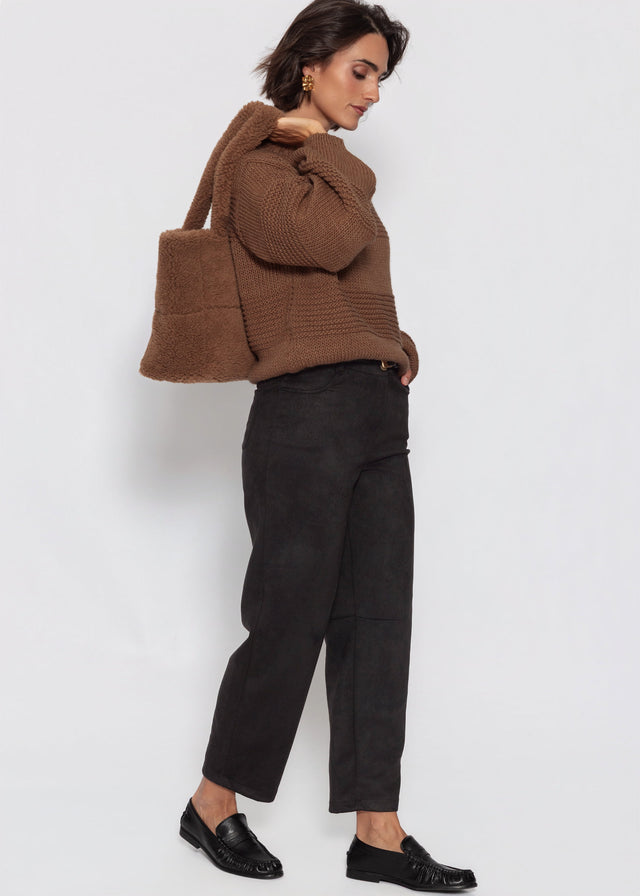 Strickpullover mit Strukturstreifen - camel