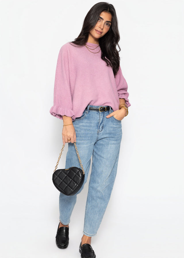 Oversized jumper with boat neck - dusty rose
