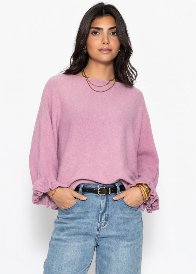 Oversized jumper with boat neck - dusty rose