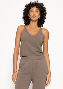 Knitted top with cashmere - taupe