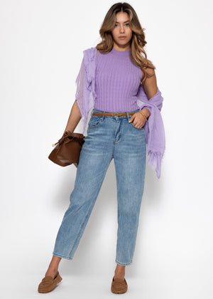 Knitted top with cable pattern - lilac