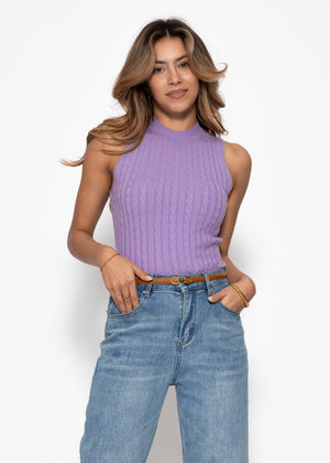 Knitted top with cable pattern - lilac