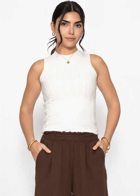 Stricktop mit Zopfmuster - weiß von SASSYCLASSY
