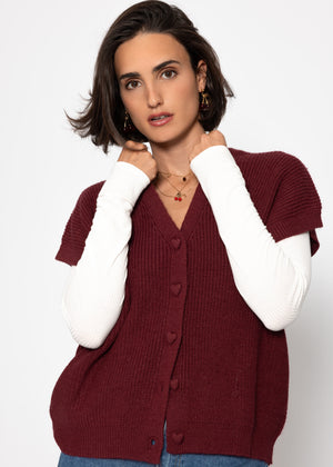 West with cardiac buttons - Burgundy