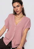 Strickweste mit Herzknöpfen - rosa