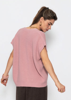 Strickweste mit Herzknöpfen - rosa