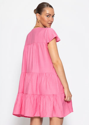 Stufenkleid mit Flügelärmel - pink