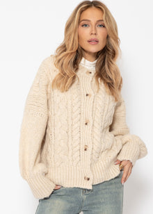 Super fluffy cable-knit cardigan - cream white
