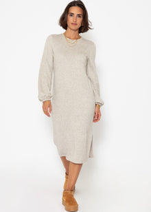 Super soft jersey dress in midi length - taupe