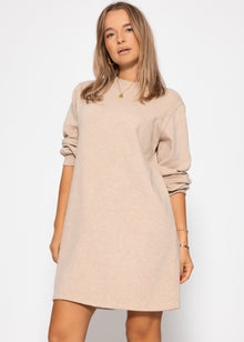 Sweatkleid mit Stehkragen - beige
