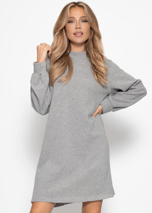 Sweatkleid mit Stehkragen - grau