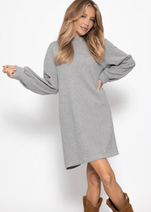 Sweatkleid mit Stehkragen - grau