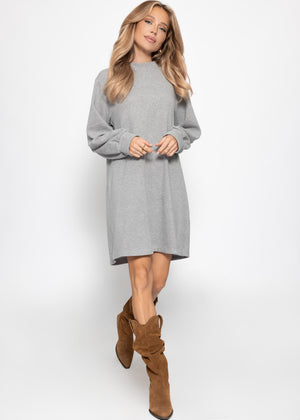 Sweatkleid mit Stehkragen - grau