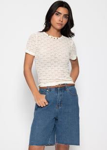 Floral lace T-shirt - off-white