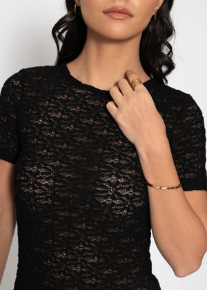 T-shirt made of floral lace - black