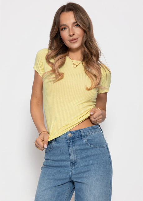 T-Shirt in geripptem Jersey - gelb by SASSYCLASSY