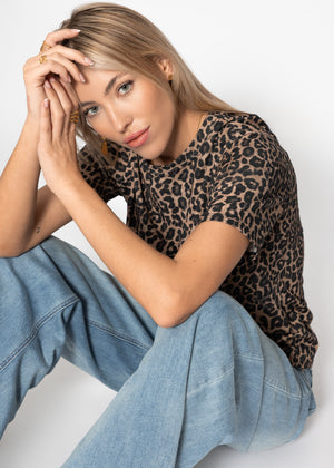 T-Shirt mit Leo-Print - braun