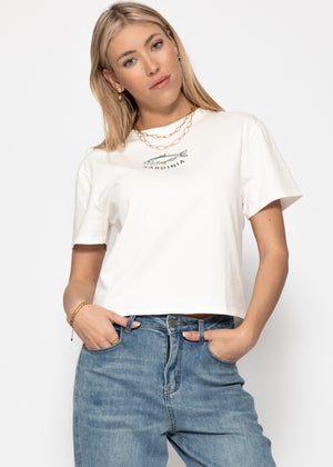 T-Shirt mit Sardinia Print - offwhite