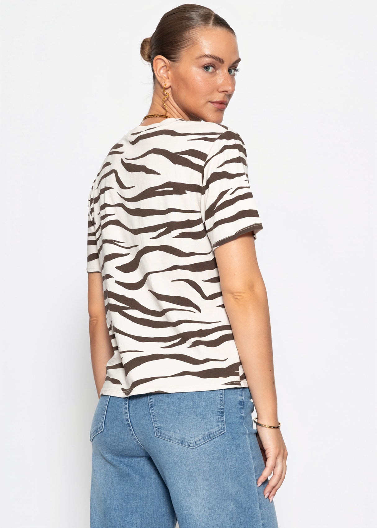 T-Shirt mit Zebra-Print - beige-braun