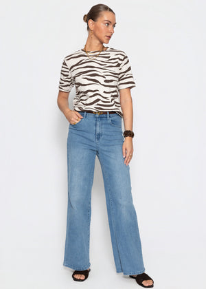 T-Shirt mit Zebra-Print - beige-braun