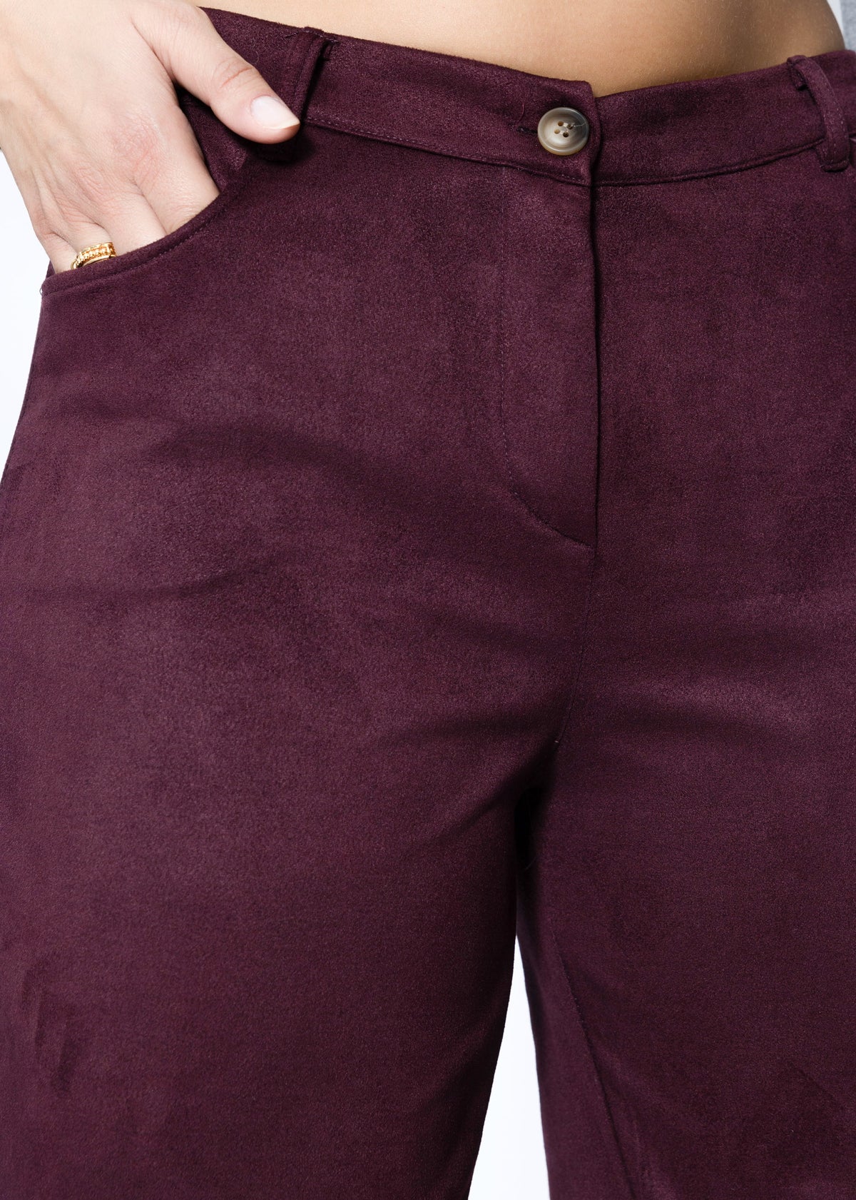 Tall - Barrel-Leg Hose in Wildlederoptik - burgundy