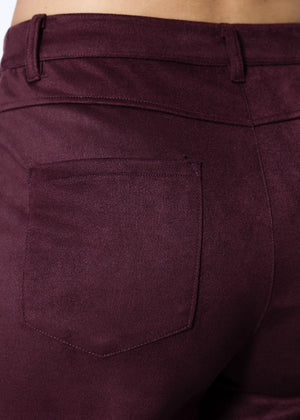 Tall - Barrel-Leg Hose in Wildlederoptik - burgundy