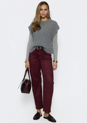 Tall - Barrel-Leg Hose in Wildlederoptik - burgundy