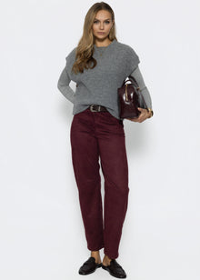 Tall - Barrel-Leg Hose in Wildlederoptik - burgundy