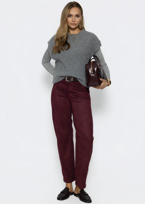 Tall - Barrel-Leg Hose in Wildlederoptik - burgundy