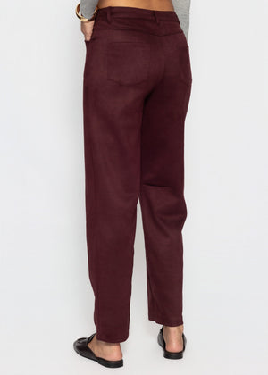 Tall - Barrel-Leg Hose in Wildlederoptik - burgundy