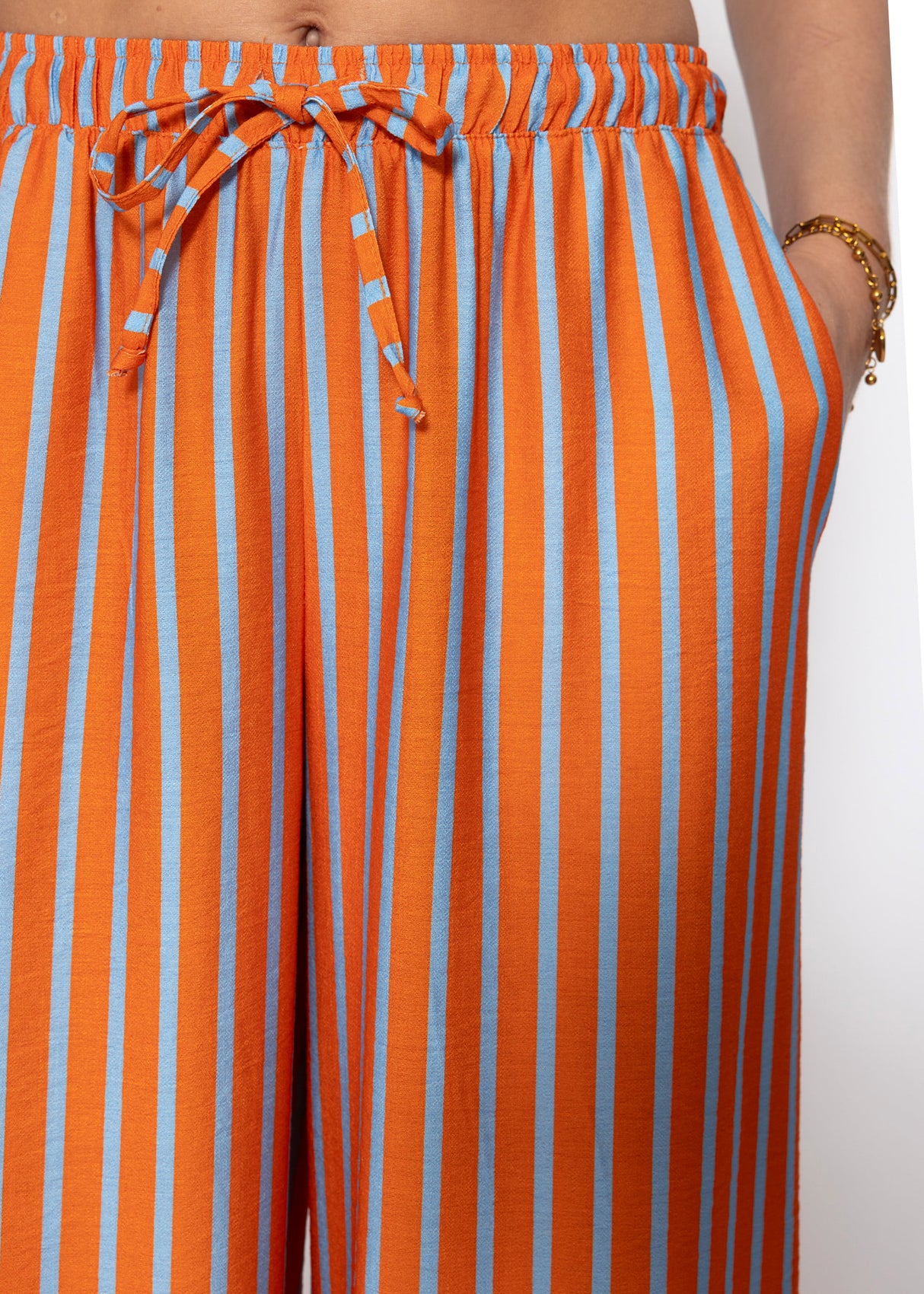 Tall: Gestreifte Hose mit Kordelzug - orange