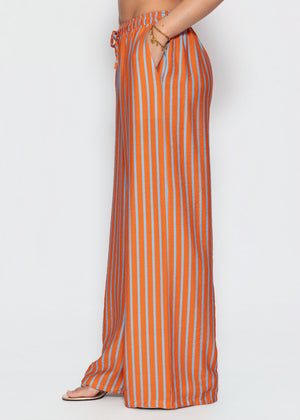 Tall: Gestreifte Hose mit Kordelzug - orange