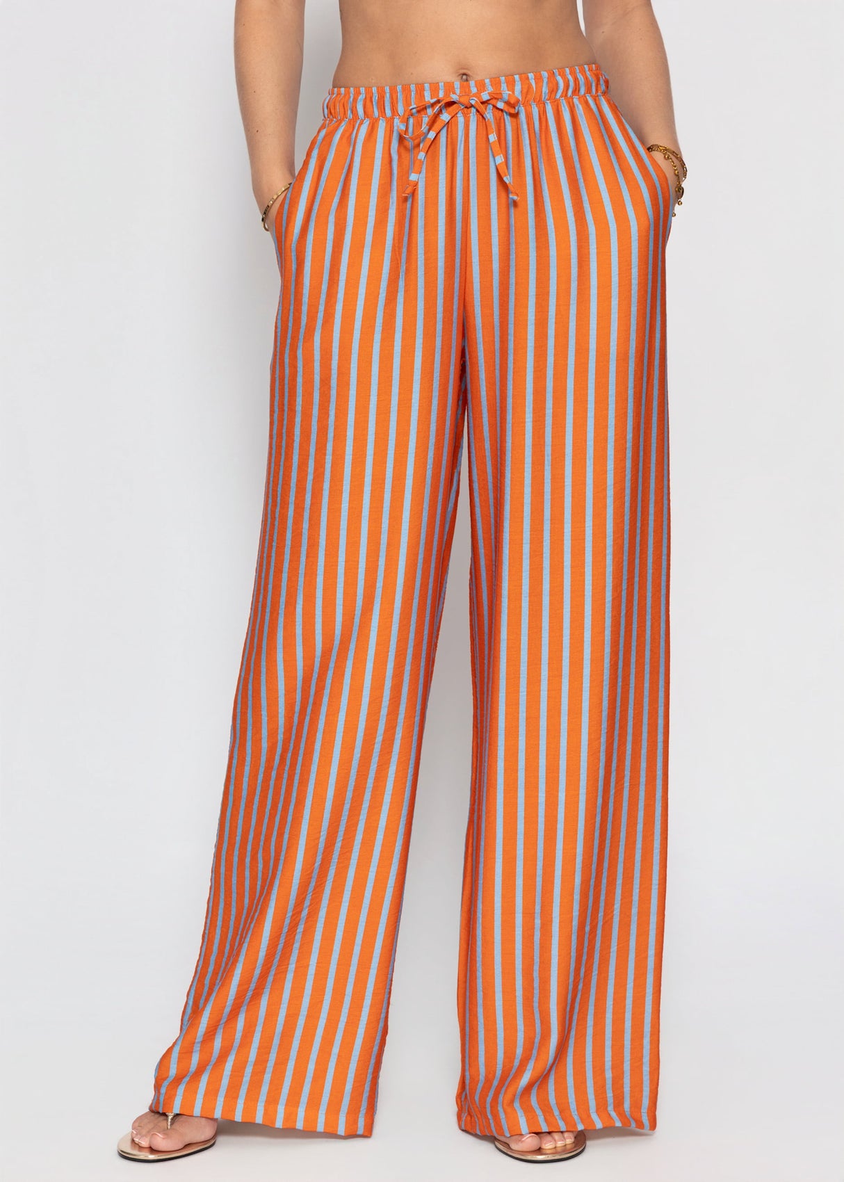 Tall: Gestreifte Hose mit Kordelzug - orange