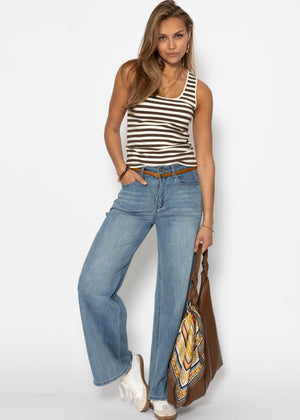 Tank top striped - brown -beige
