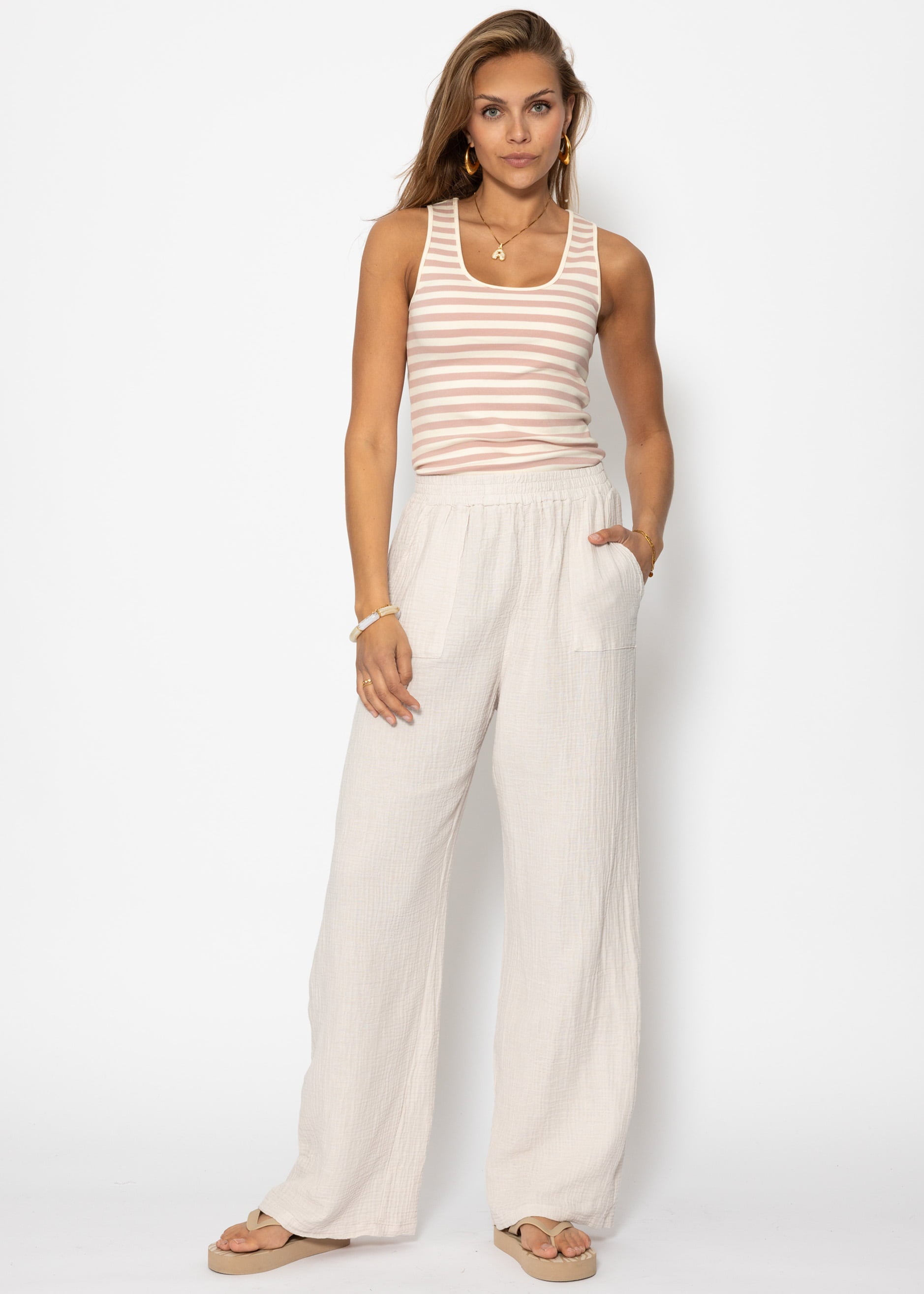 Tank top striped - pink beige – SASSYCLASSY