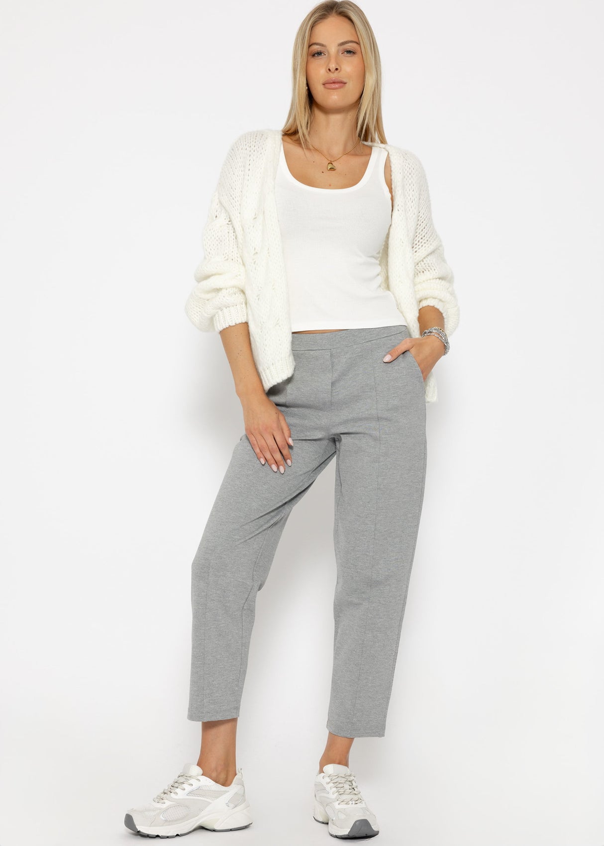 Tank top with neckline - off-white