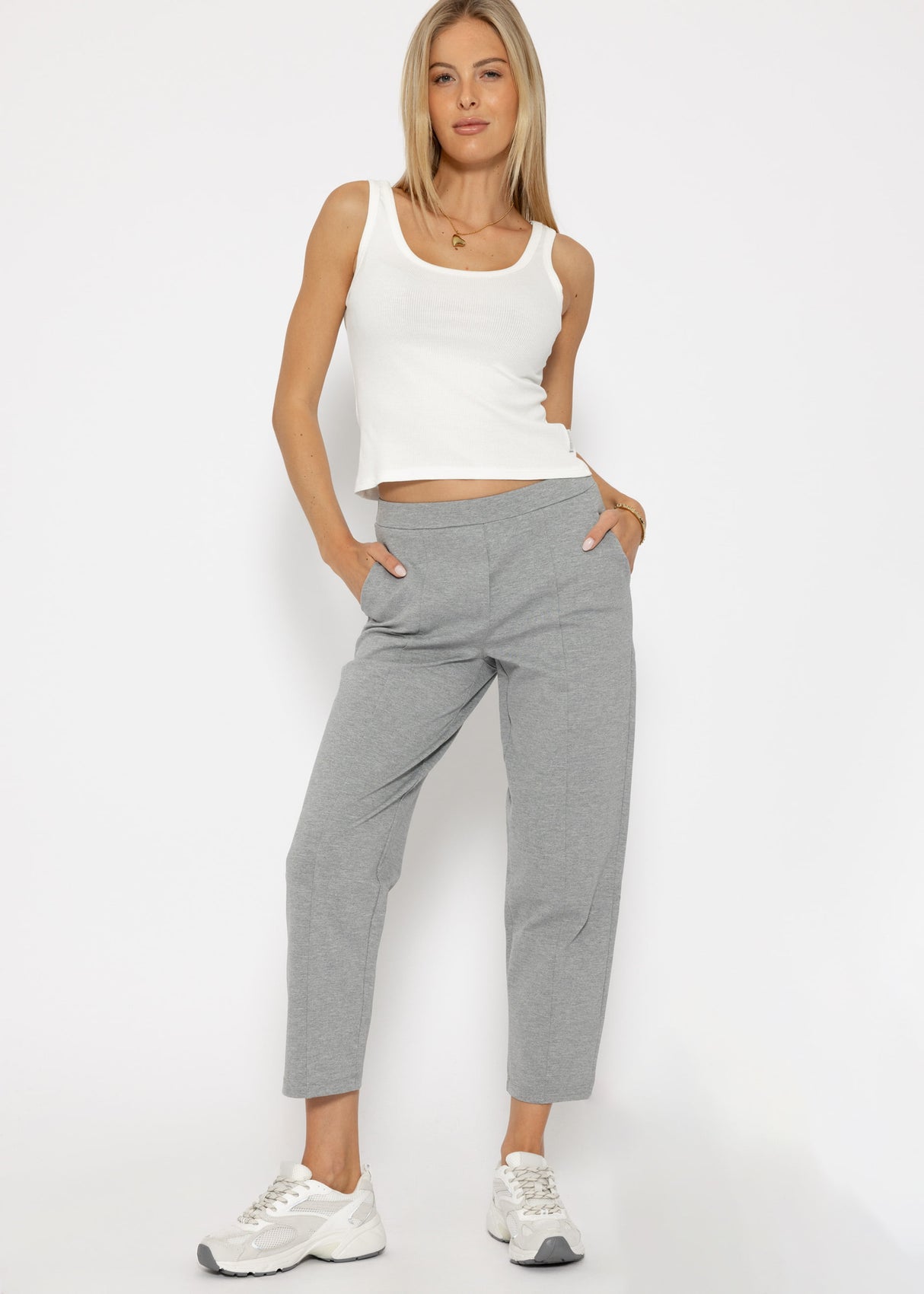 Tank top with neckline - off-white