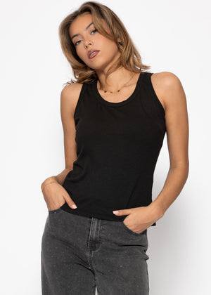 Tank Top mit Ausschnitt - schwarz