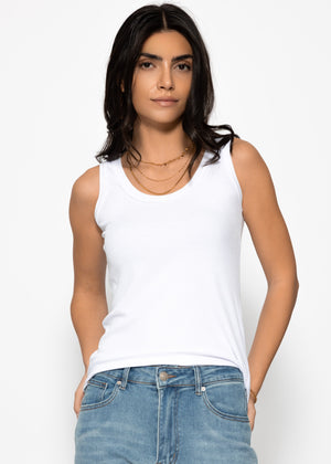 Tank top with neckline - white
