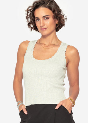Tank Top mit Bogenkante - hellgrau