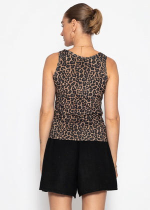 Tank Top mit Leo-Print - braun