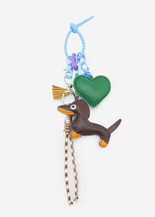 Bag tag set with dachshund - brown
