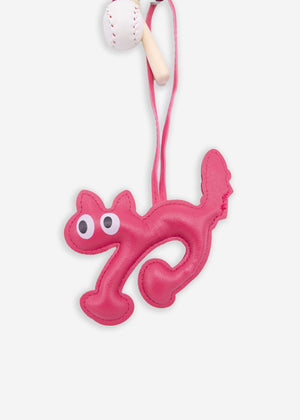 Bag tag set with cat and heart - pink
