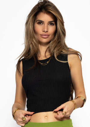 Top with cut-out - black